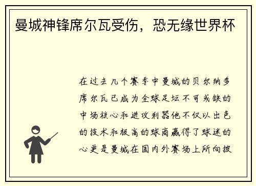 曼城神锋席尔瓦受伤，恐无缘世界杯